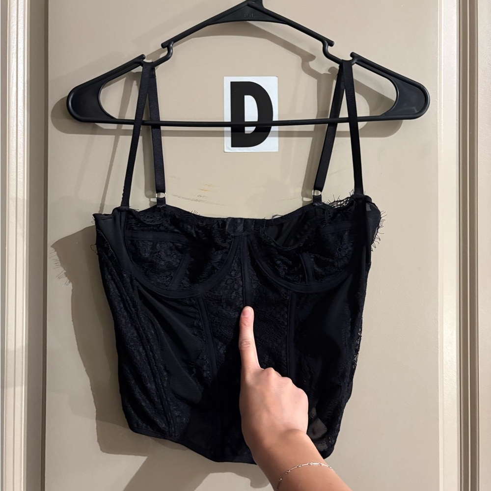 Elegant Black Lace Bustier Top